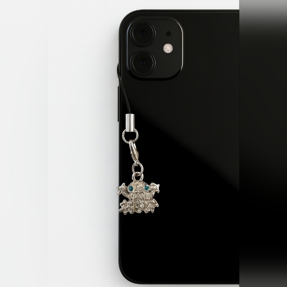 NWT Crystal Frog Charm Green Eyes Phone & Bag Charm/Keychain Approx .75" charm